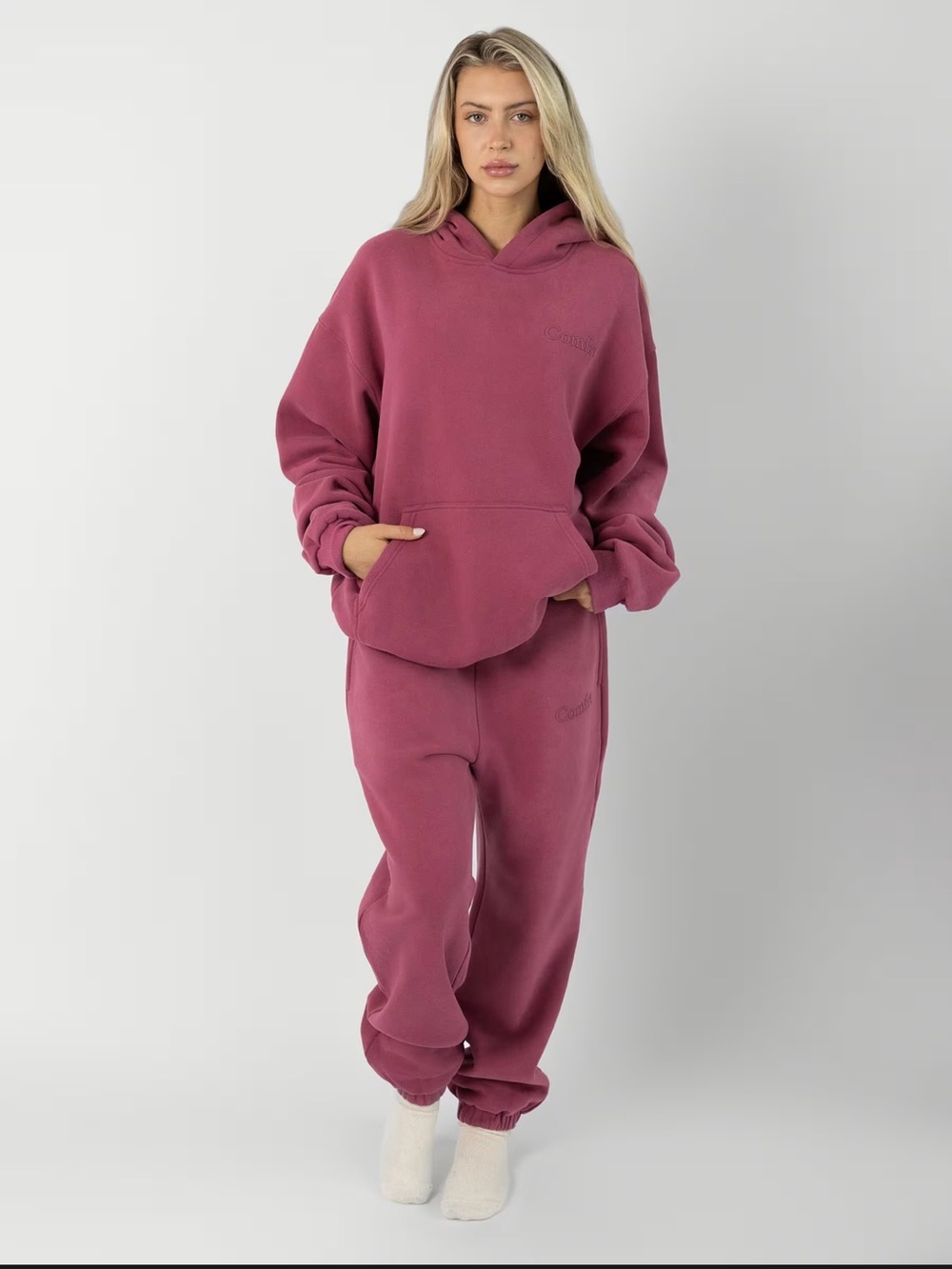 Comfrt Rose Mauve Oversized Hoodie & Sweatpants Set